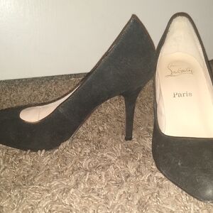 Christian Louboutin kate 85 suede pump. Black Velvet Heels With Red Bottoms.